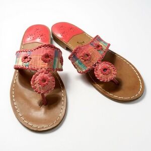 Jack Rogers pink plaid flat sandals women's size 9